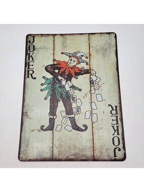 Vintage Joker Card Metal Tin Sign